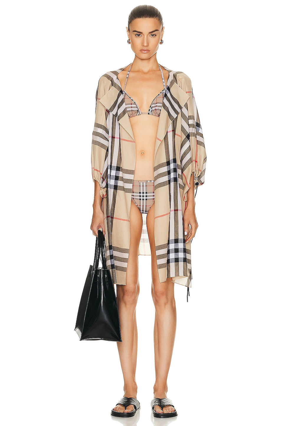 Image 1 of Burberry Giant Check Cape in Archive Beige