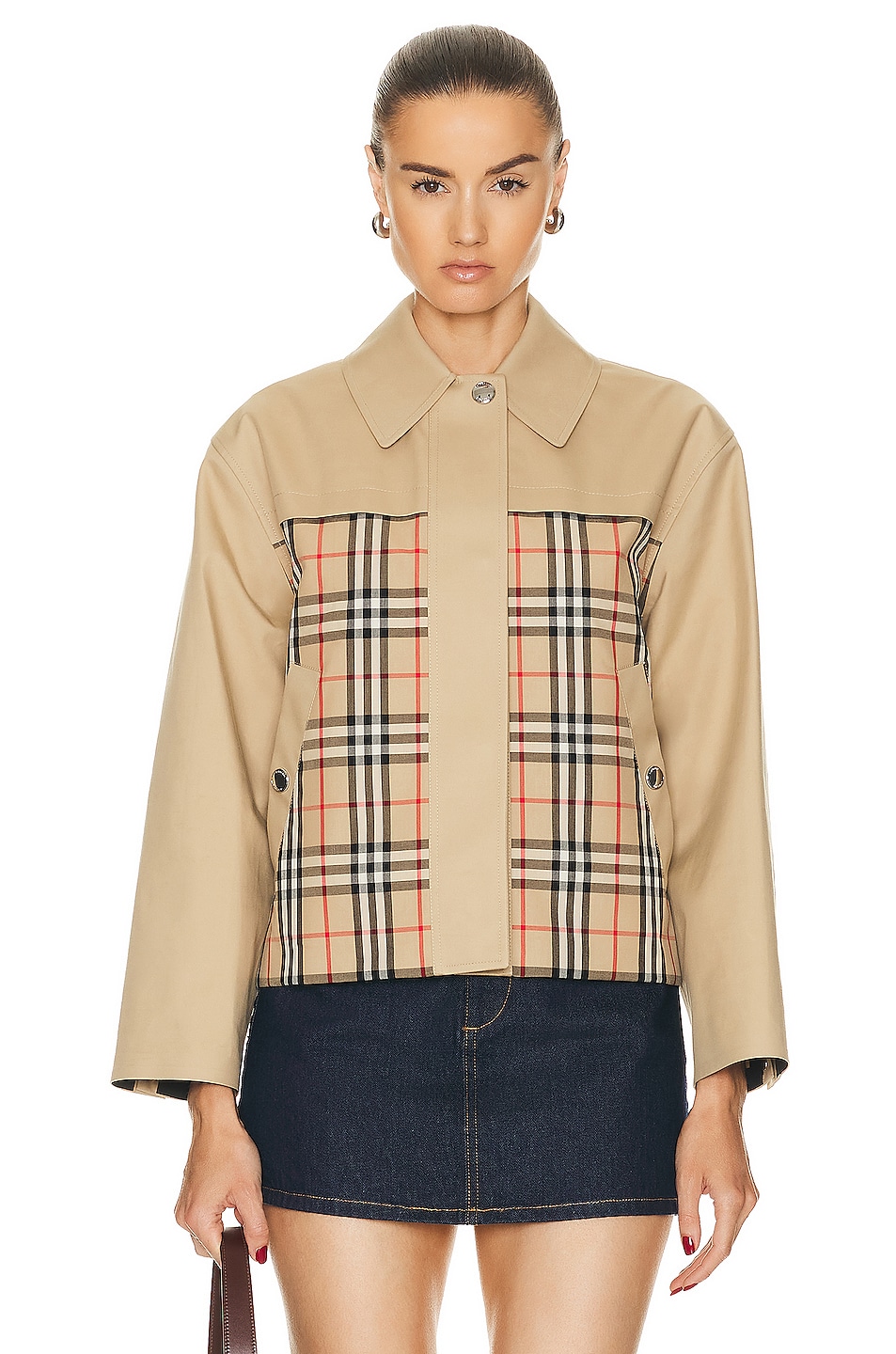 Image 1 of Burberry Hawkley Jacket in Honey & Archive Beige IP Check