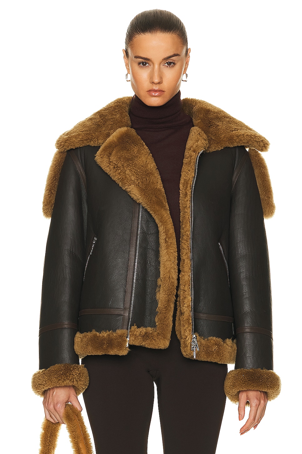 Burberry Shearling Coat in Otter | FWRD