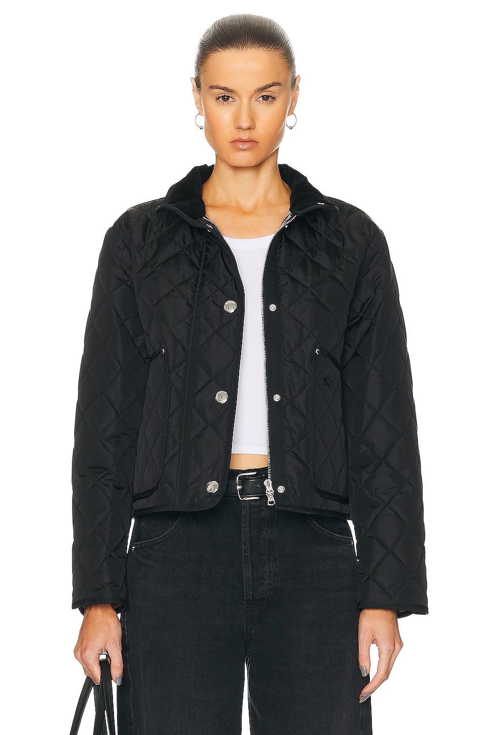 Image 1 of Burberry Humbie Crop Quilted Jacket in Black