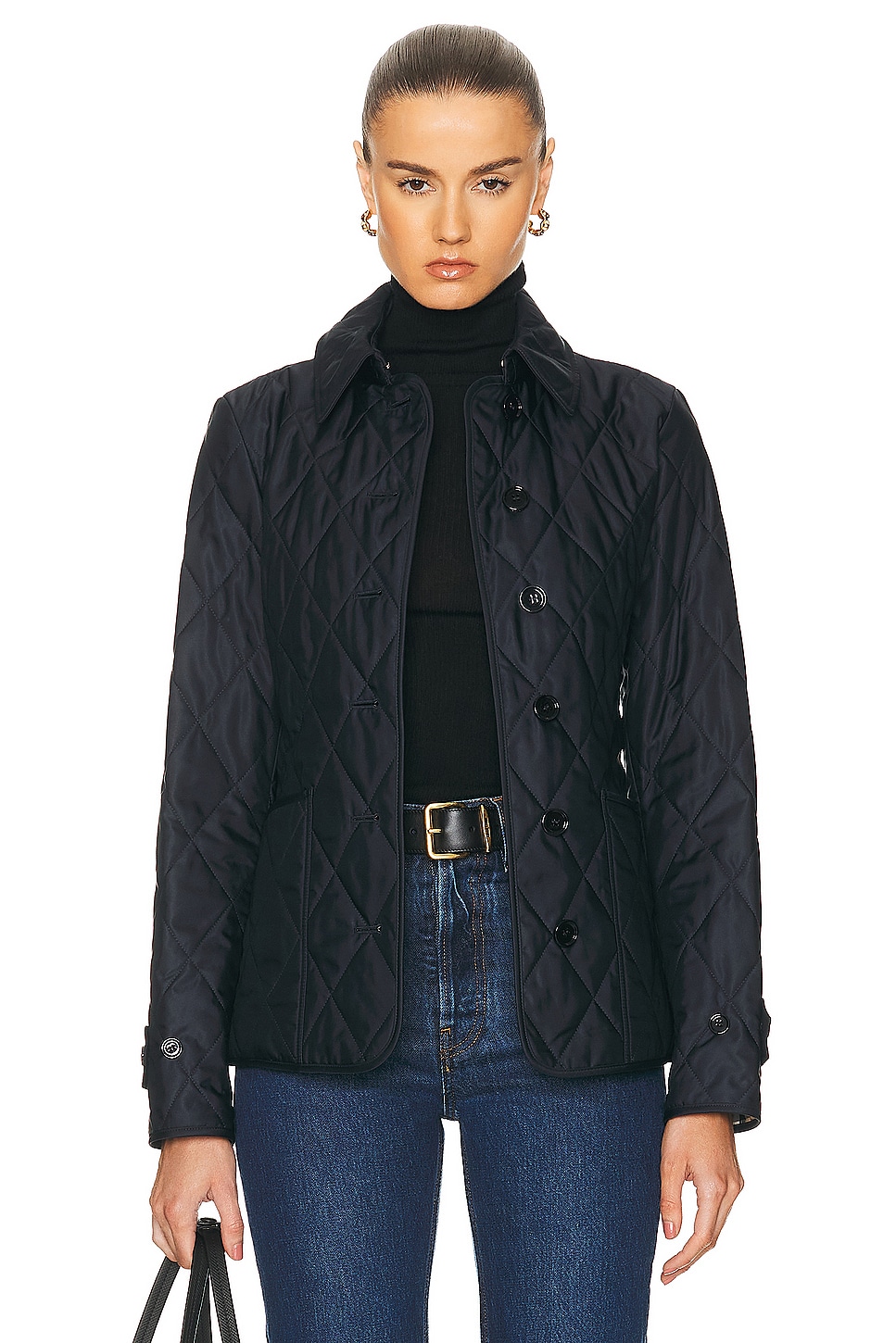 Image 1 of Burberry Fernleigh Button Up Jacket in Midnight