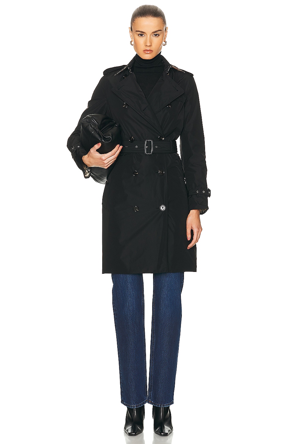 Image 1 of Burberry Kensington Belted Trench Coat in Black