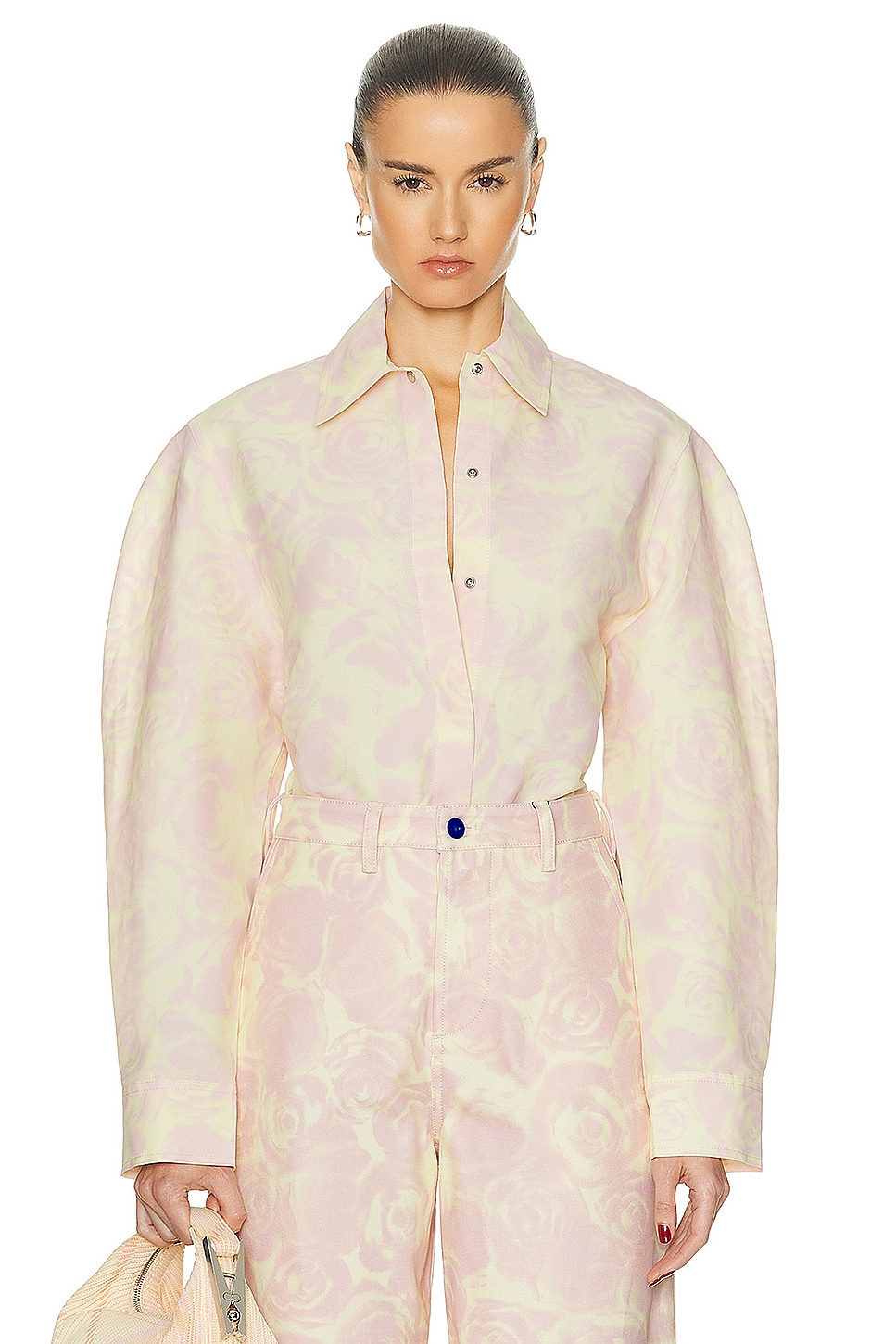 Image 1 of Burberry Button Up Jacket in Cameo Pattern