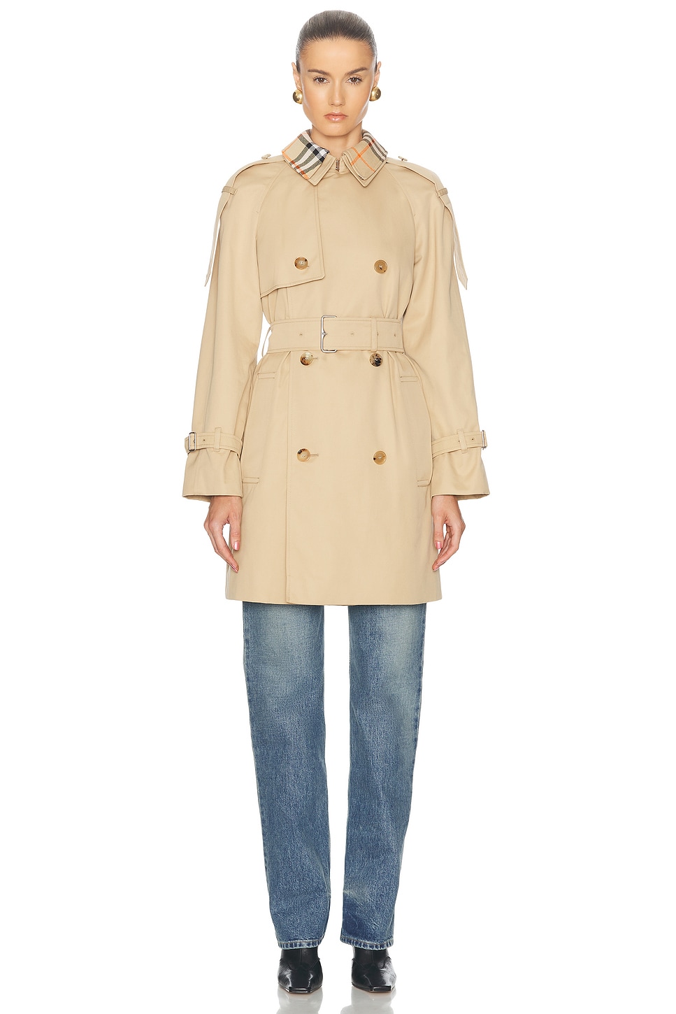 Shop Burberry Trench Coat In Flax