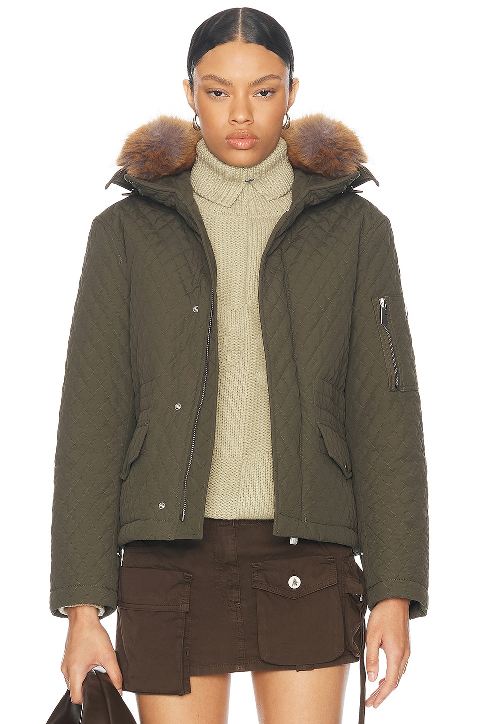 Image 1 of Burberry Quilted Jacket With Fur Hood in Loch