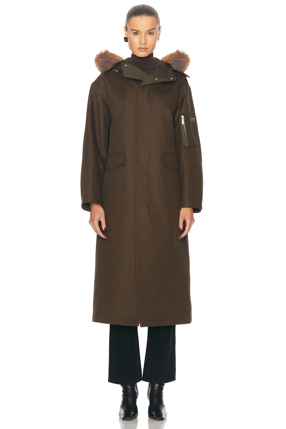 Shop Burberry Long Washed Parka In Loch