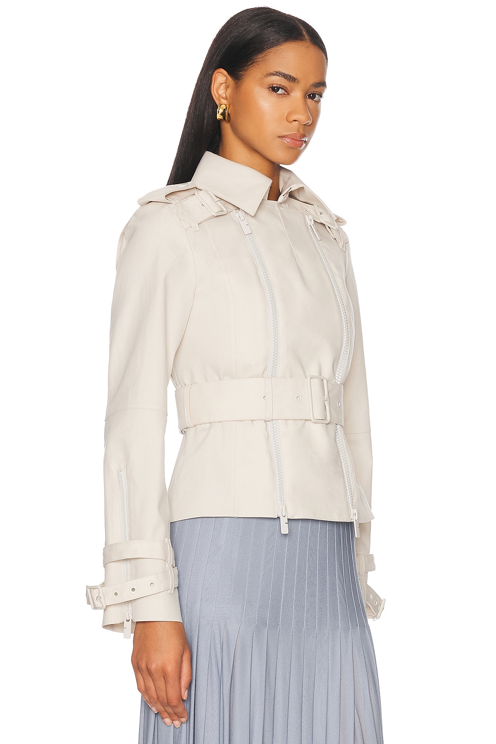 Shop Burberry Belted Jacket In Sail