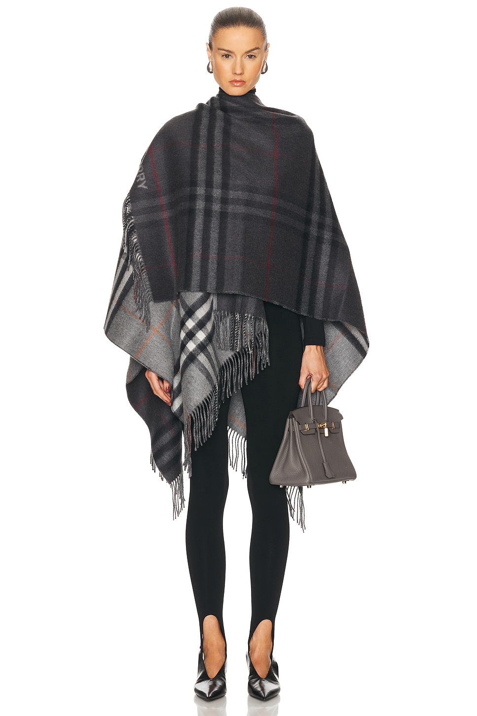 Image 1 of Burberry Giant Check Split Cape in Grey & Charcoal