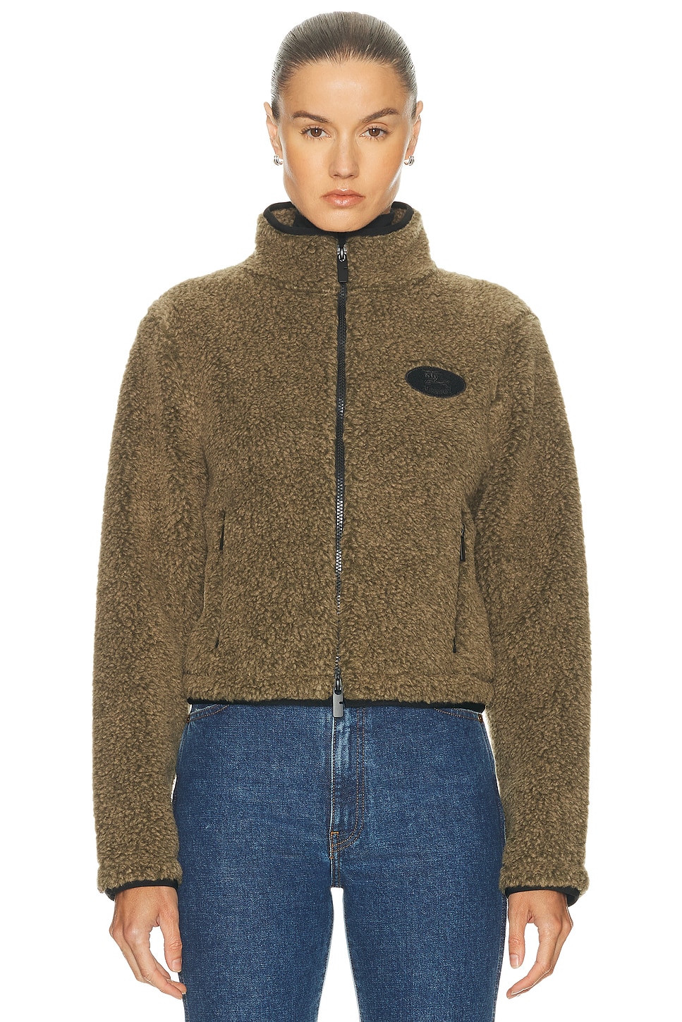 Burberry Fleece Jacket In Brown