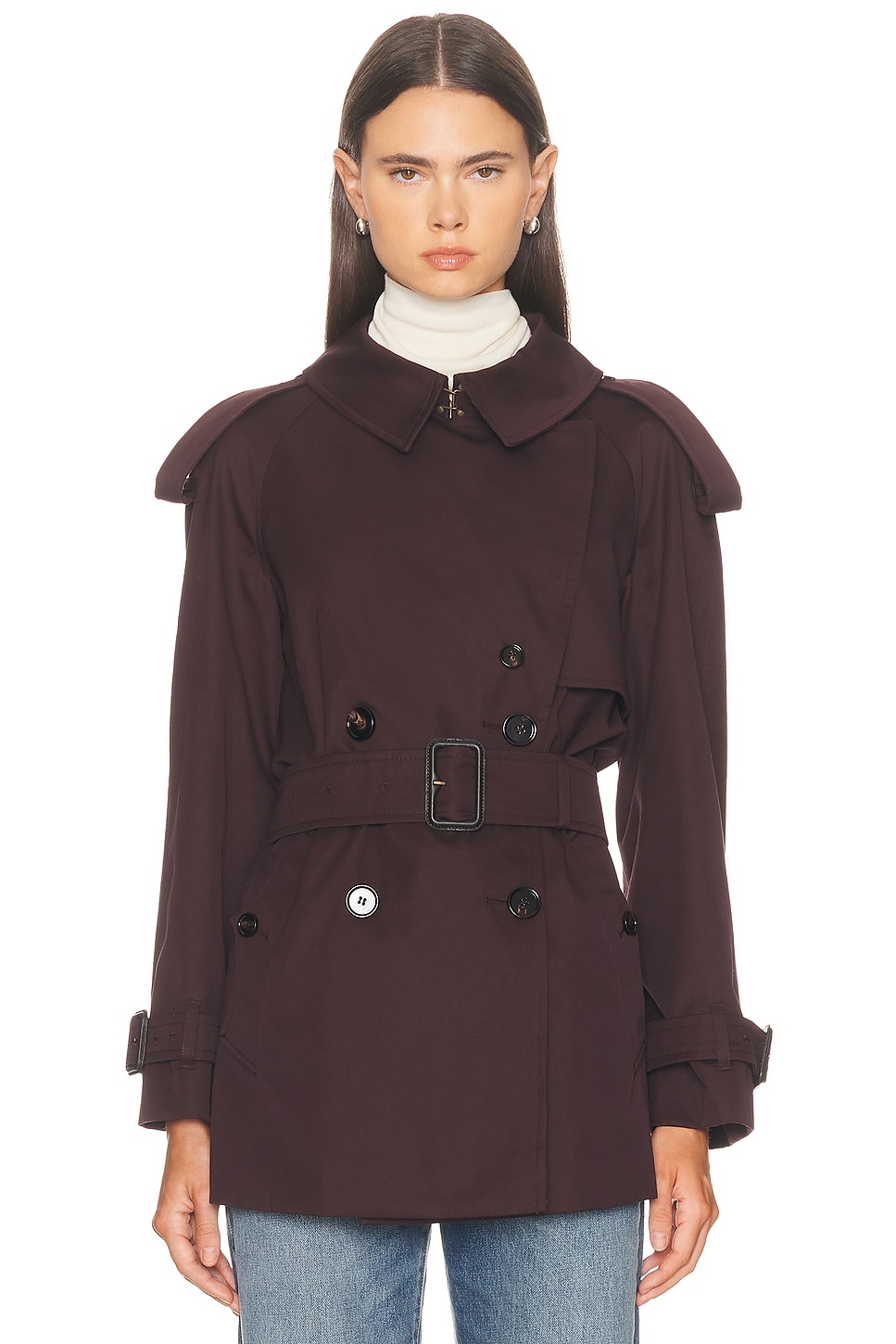Image 1 of Burberry Trench Coat in Wine Red