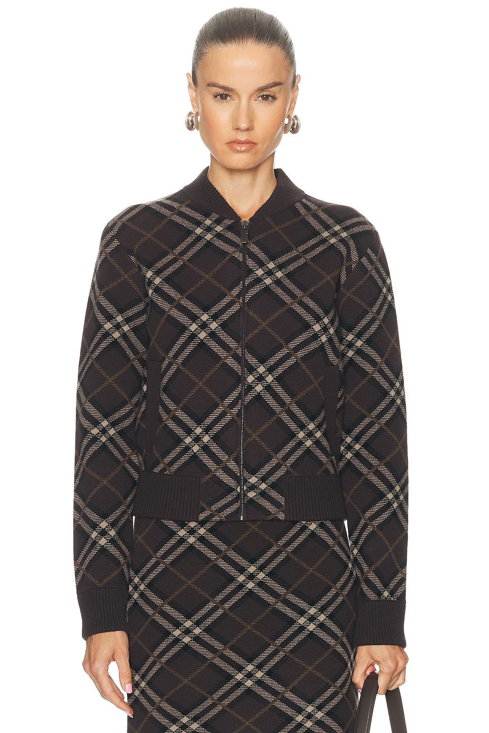 Burberry Zip Up Jacket In Black