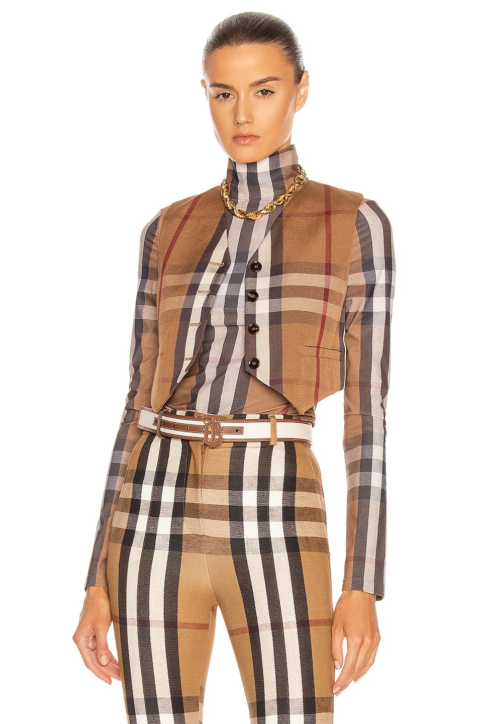 Image 1 of Burberry Cropped Vest in Birch Brown