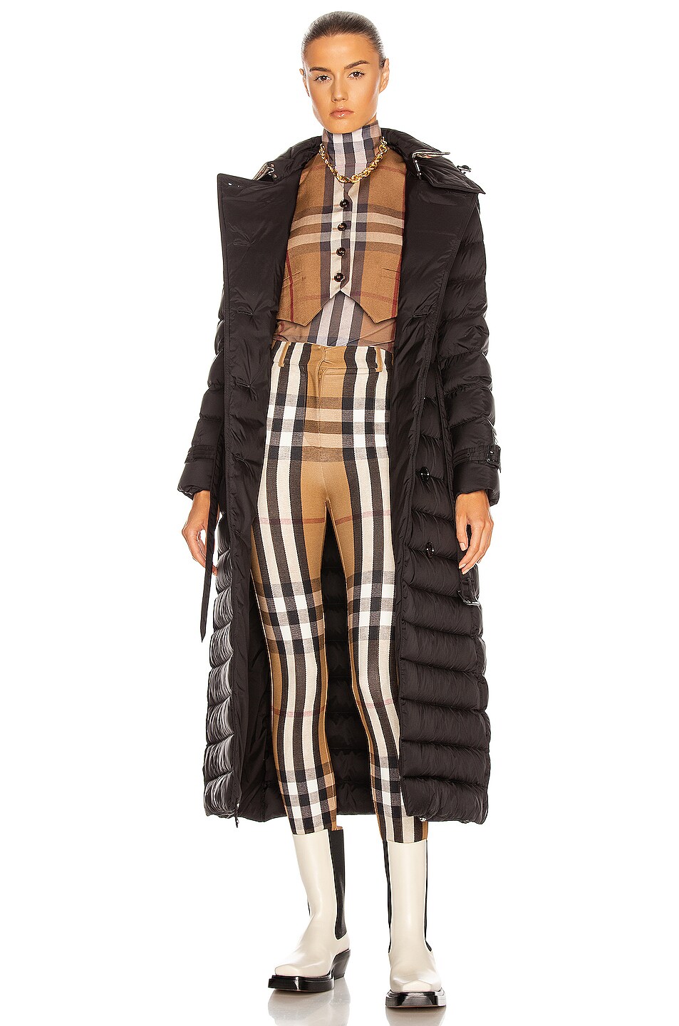Image 1 of Burberry Arniston Long Puff Jacket in Black