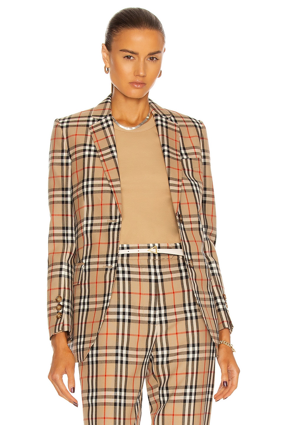Image 1 of Burberry Sidon Tailored Jacket in Archive Beige IP Check