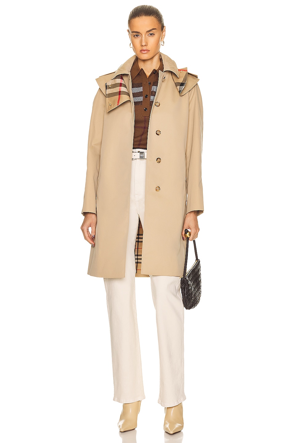 Image 1 of Burberry Stansted Raincoat with Removable Hood in Honey