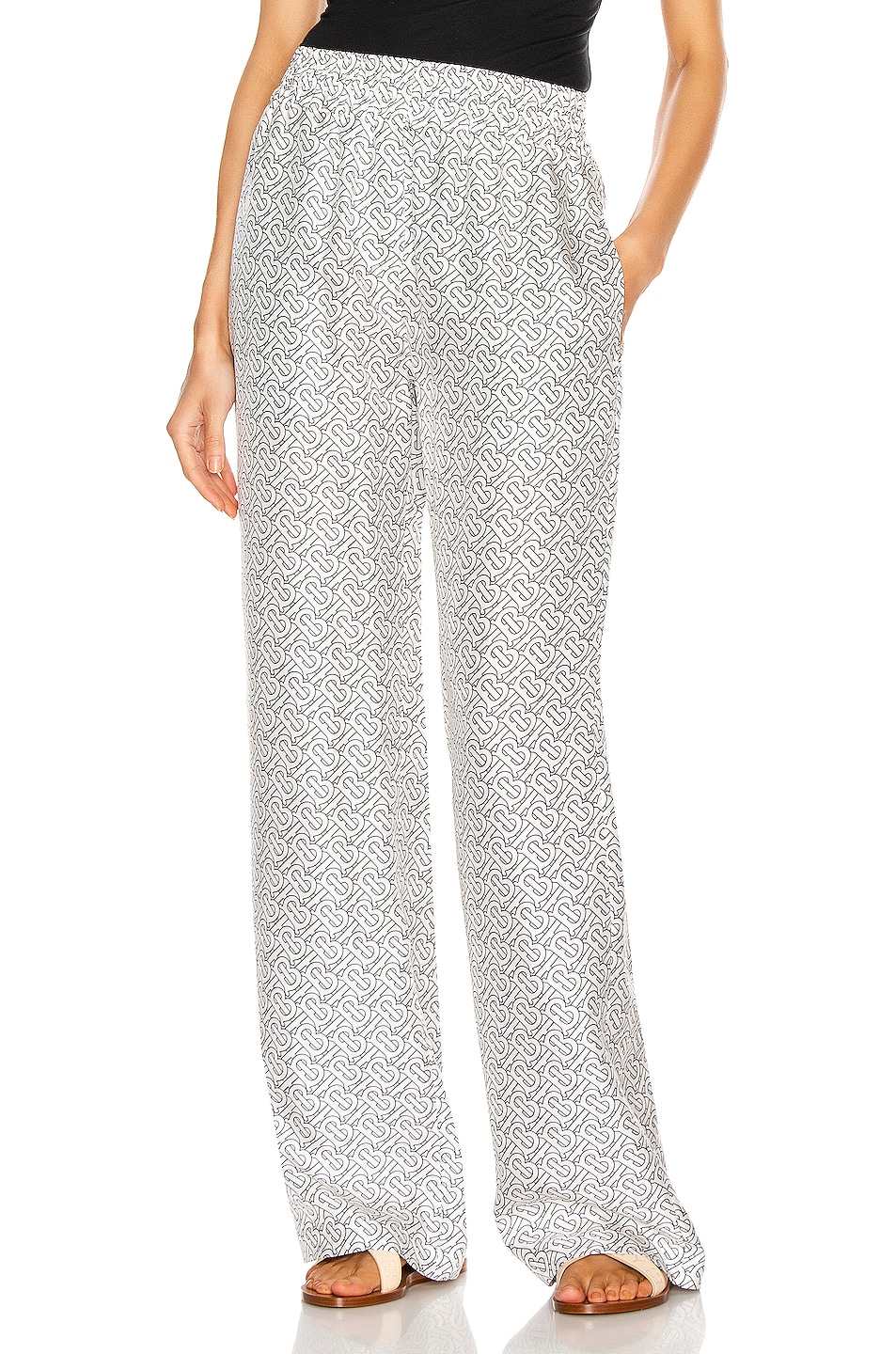 Image 1 of Burberry Monogram Pajama Pant in Black & White