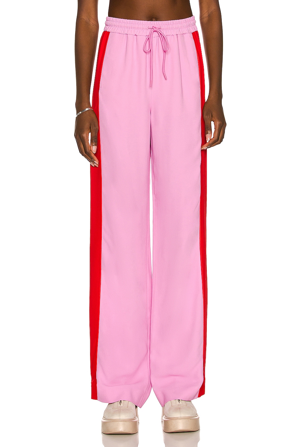 Image 1 of Burberry Arya Side Panel Pant in Pink & Red