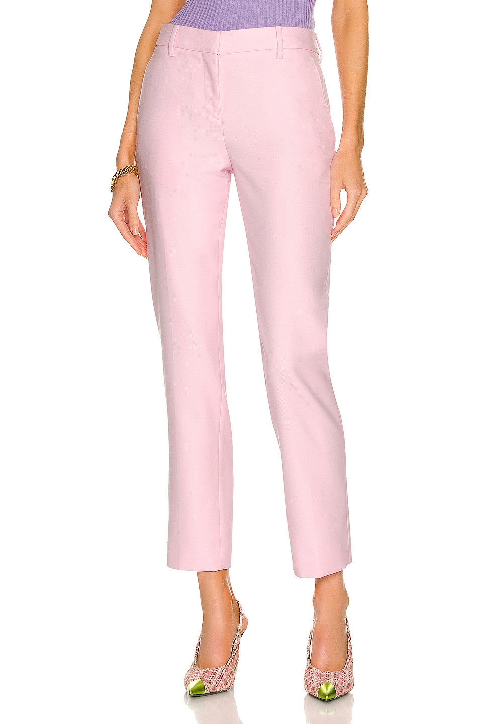 Image 1 of Burberry Tailored Cut Out Ankle Pant in Pale Candy Pink