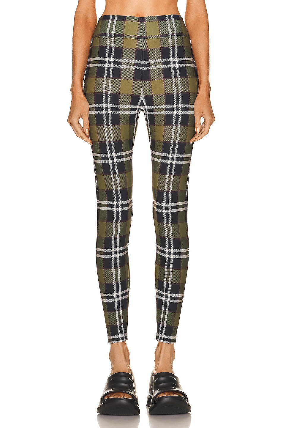 Image 1 of Burberry Tully Pants in Dark Olive Green Check