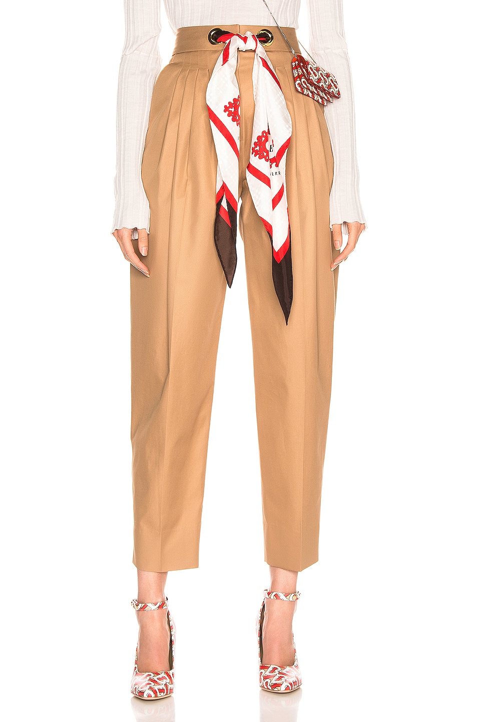 Image 1 of Burberry Silk Scarf Trouser in Driftwood