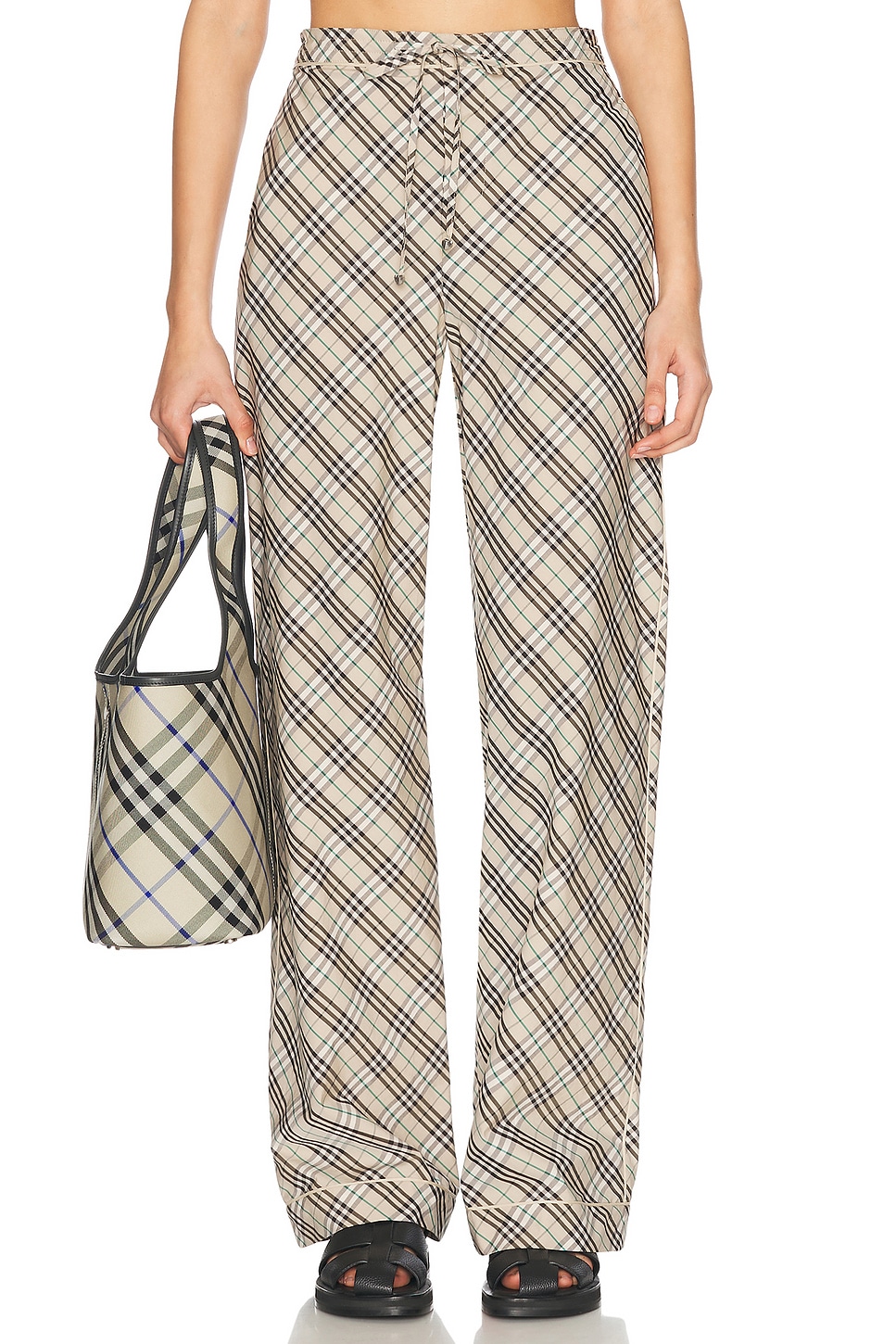 Straight Leg Pyjama Pant in Beige