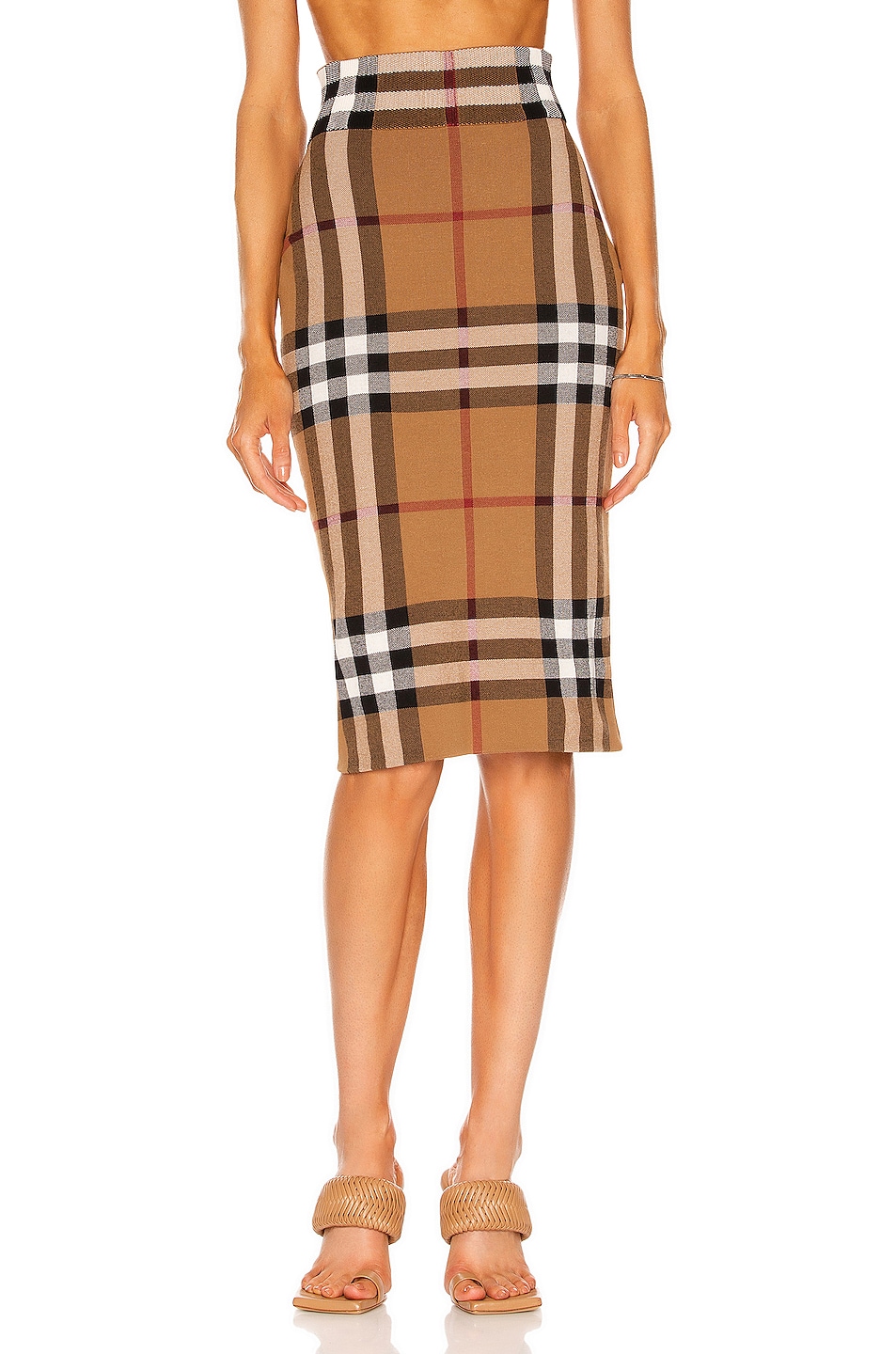 Image 1 of Burberry Kammie Check Skirt in Birch Brown