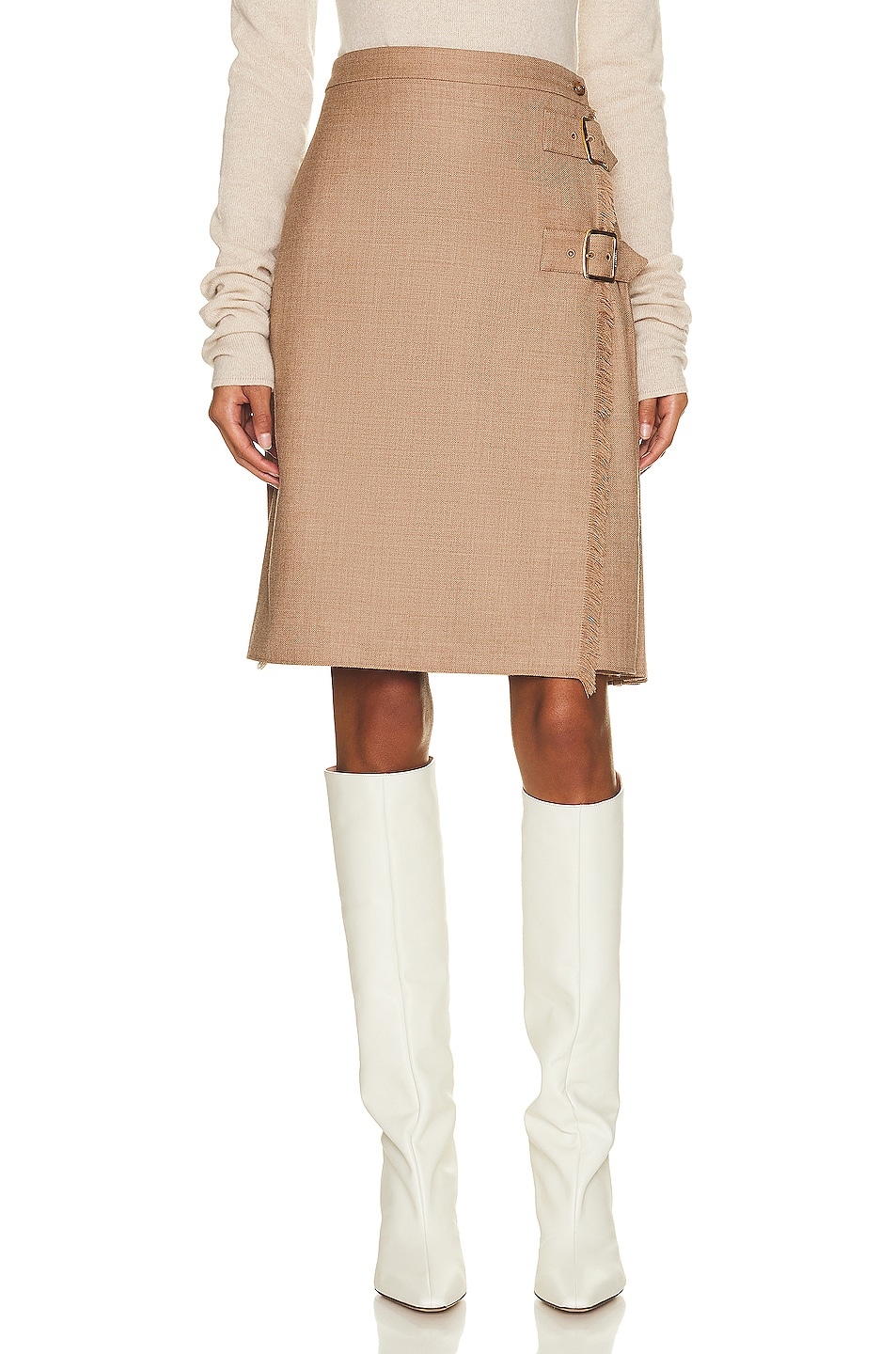 Image 1 of Burberry Kilt Skirt in Warm Fawn