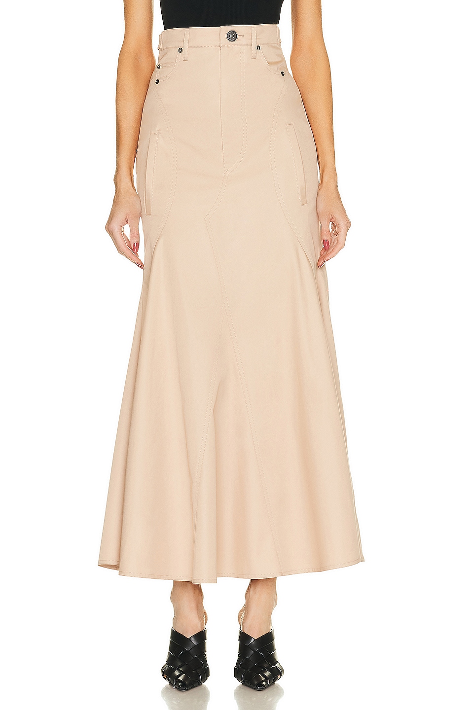 Image 1 of Burberry Maxi Skirt in Pale Nude