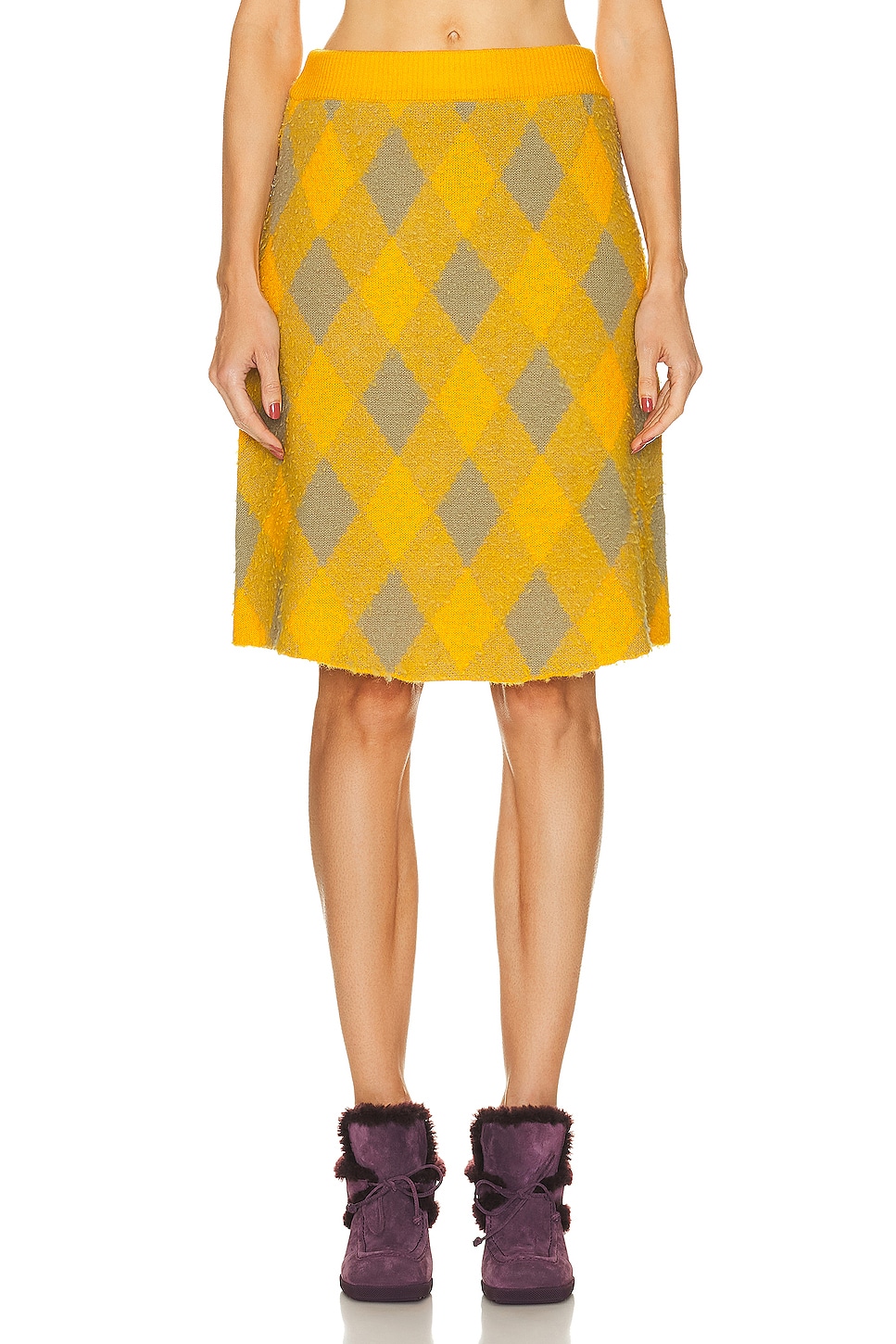Image 1 of Burberry Argyle Skirt in Mimosa IP Pattern