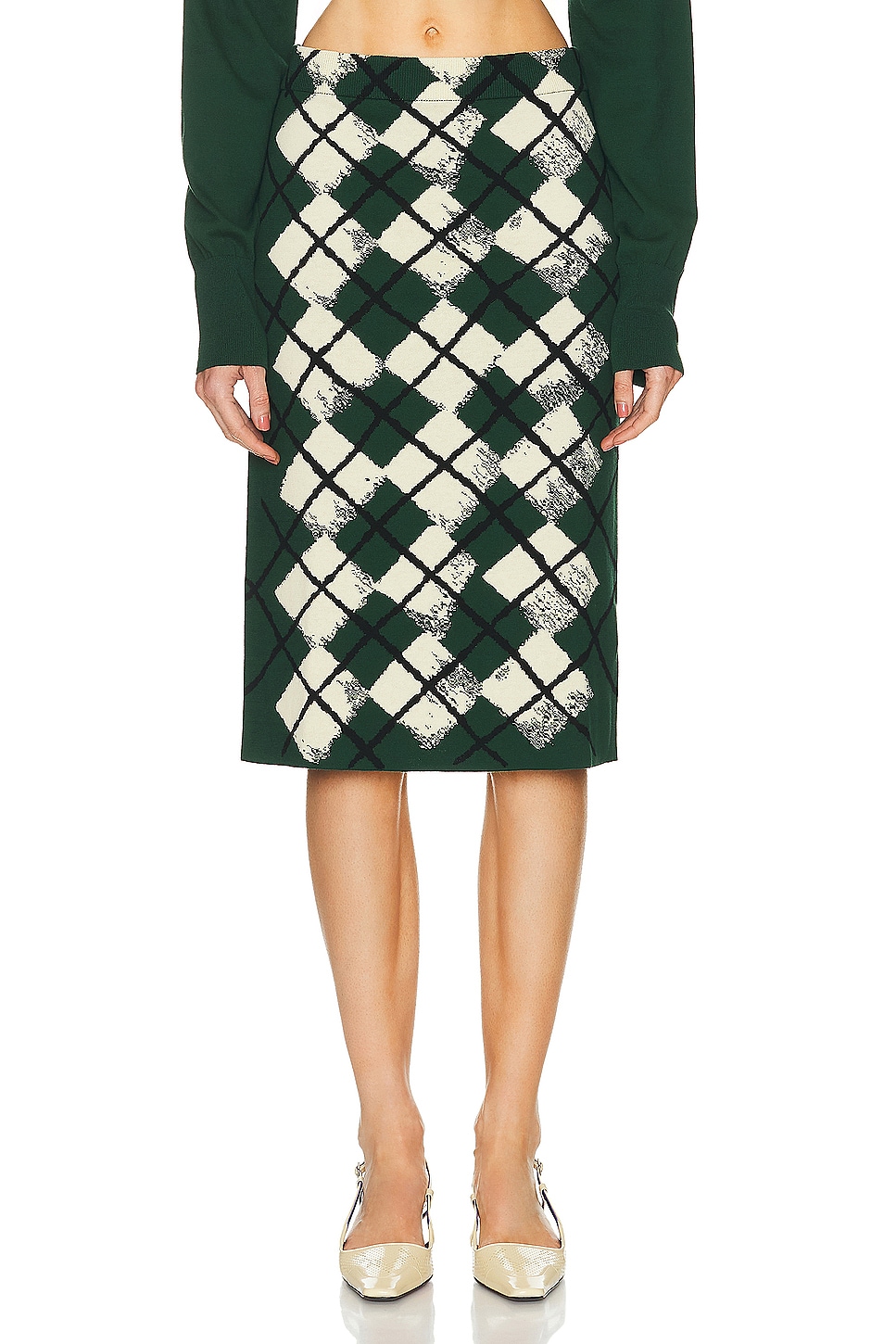 Image 1 of Burberry Midi Skirt in Ivy