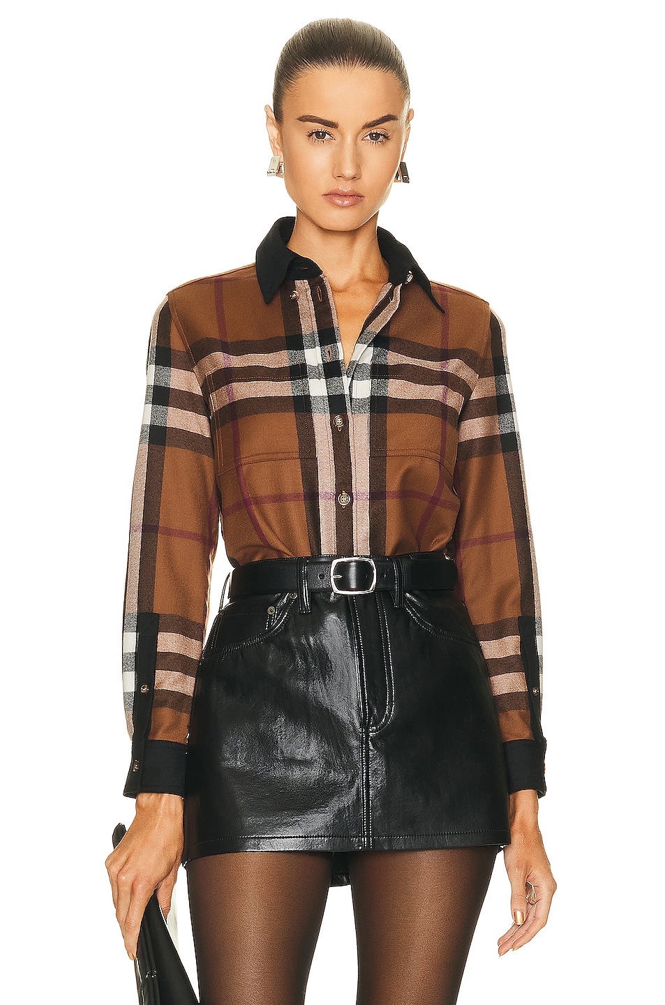 Image 1 of Burberry Paola Check Top in Dark Birch Brown Check