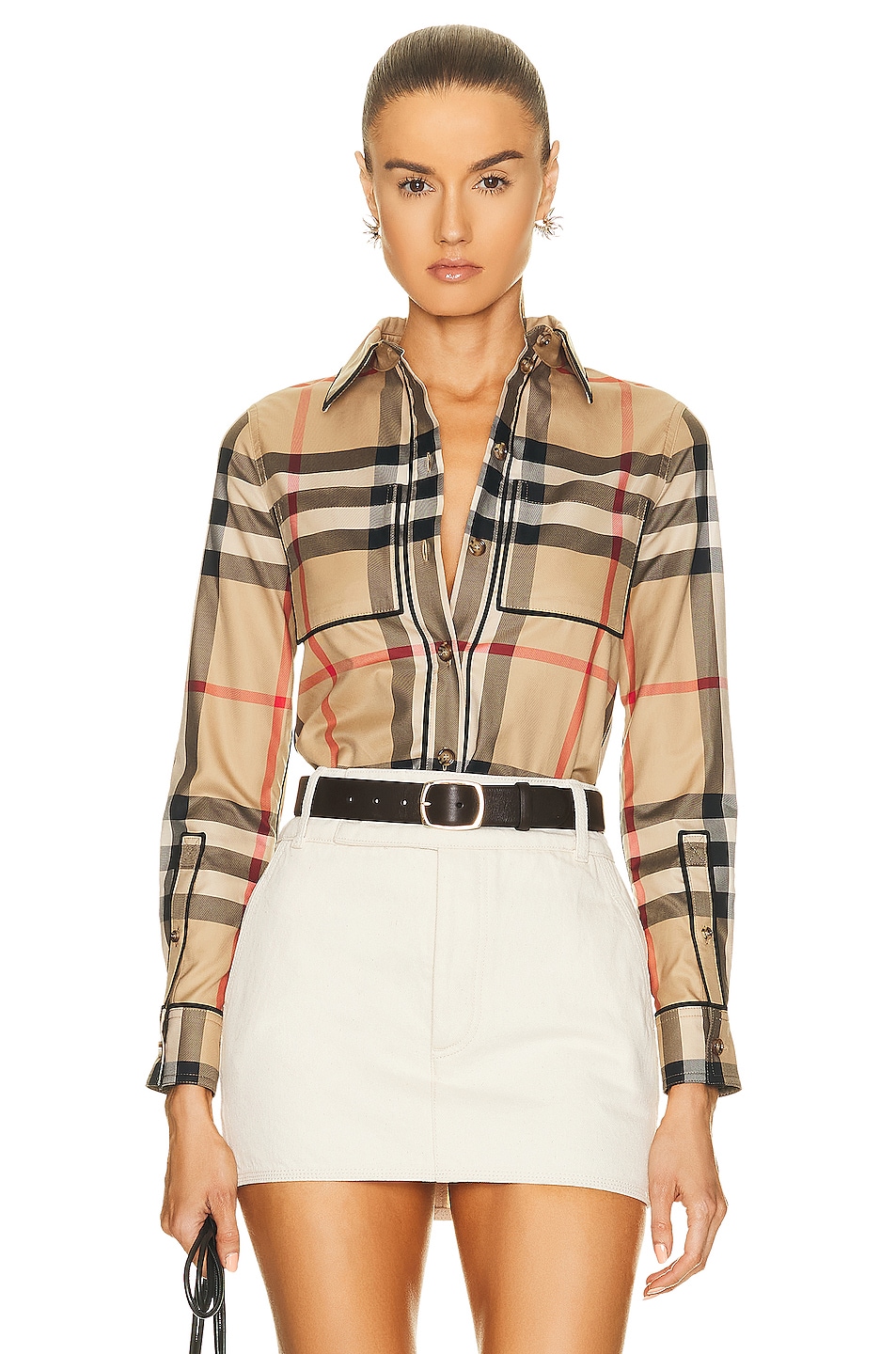 Image 1 of Burberry Nivi Top in Archive Beige Check