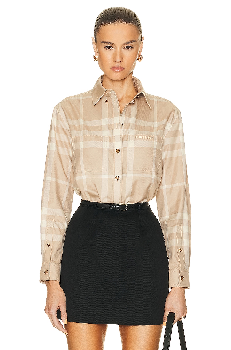 Image 1 of Burberry Oversized Shirt in Soft Fawn IP Check