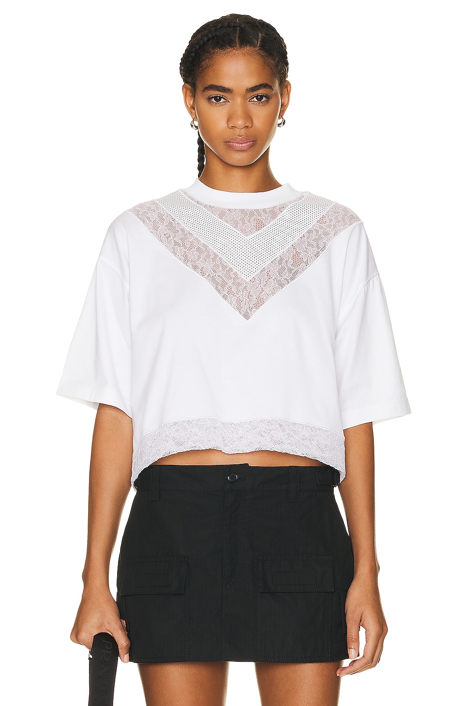 Image 1 of Burberry Lace T-shirt in Optic White