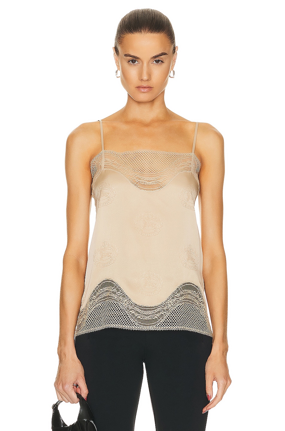 Image 1 of Burberry Lace Camisole Top in Soft Fawn IP Pattern
