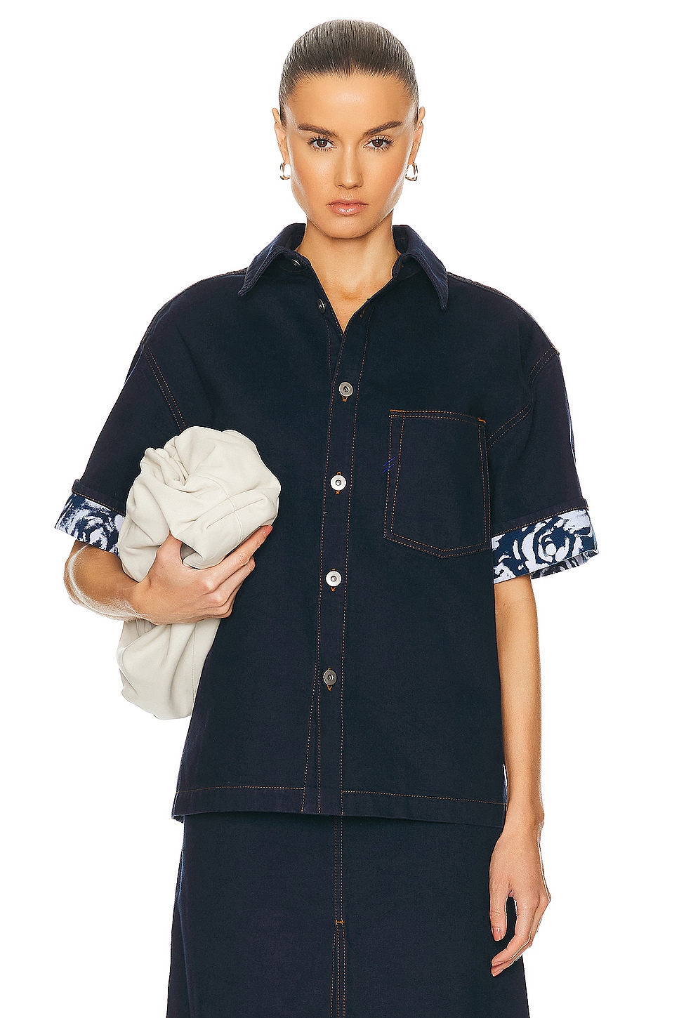 Image 1 of Burberry Button Up Shirt in Indigo Blue