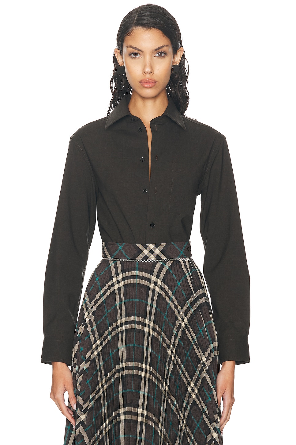 Image 1 of Burberry Button Up Top in Snug Melange