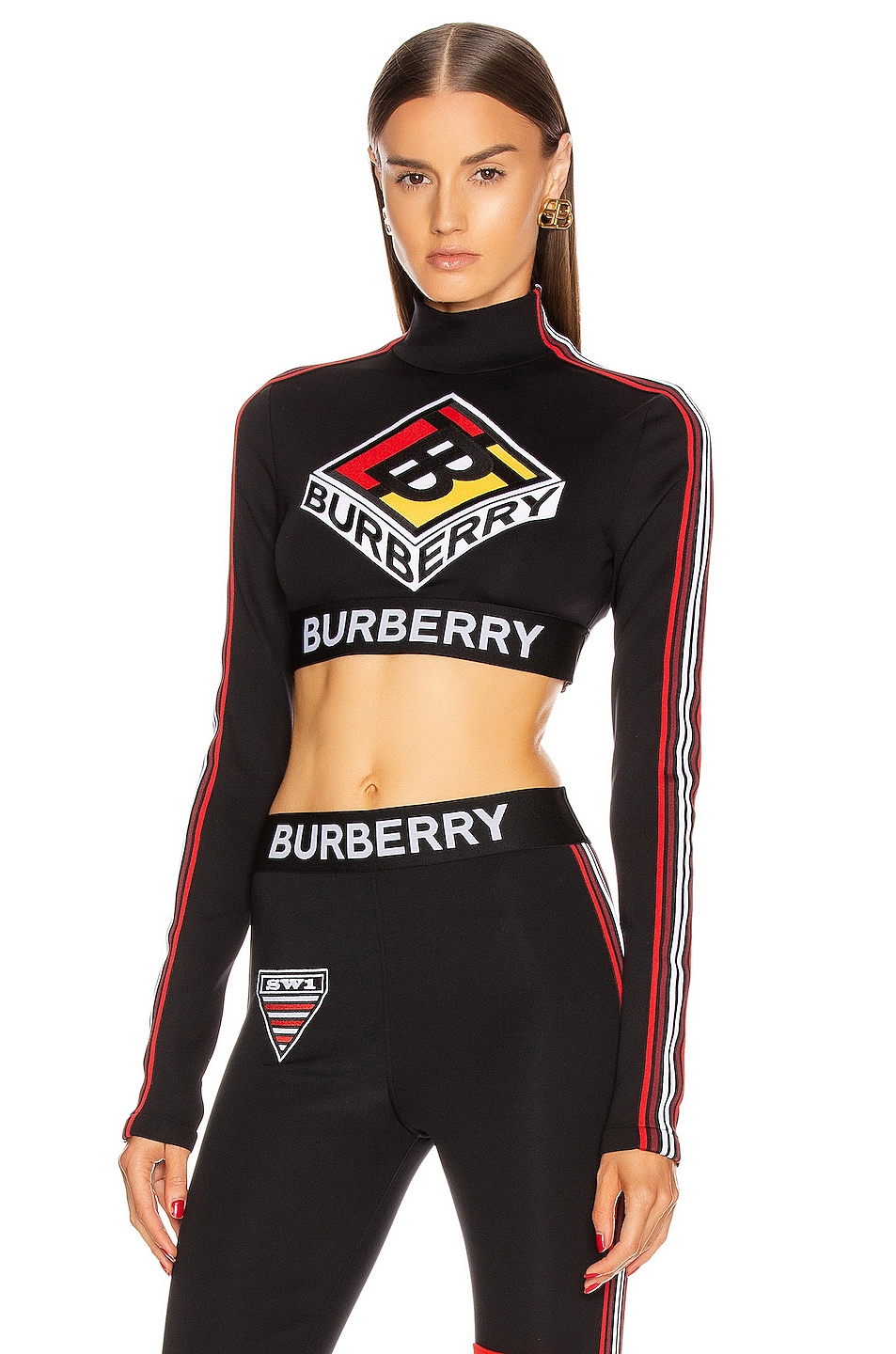 Image 1 of Burberry Soca Athletic Crop Top in Black