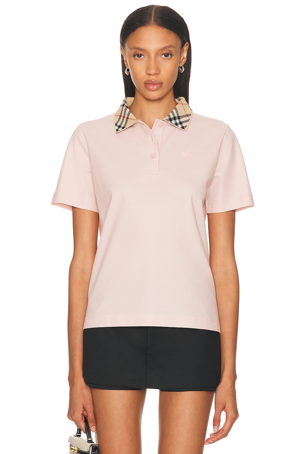 Short Sleeve Polo Top in Blush