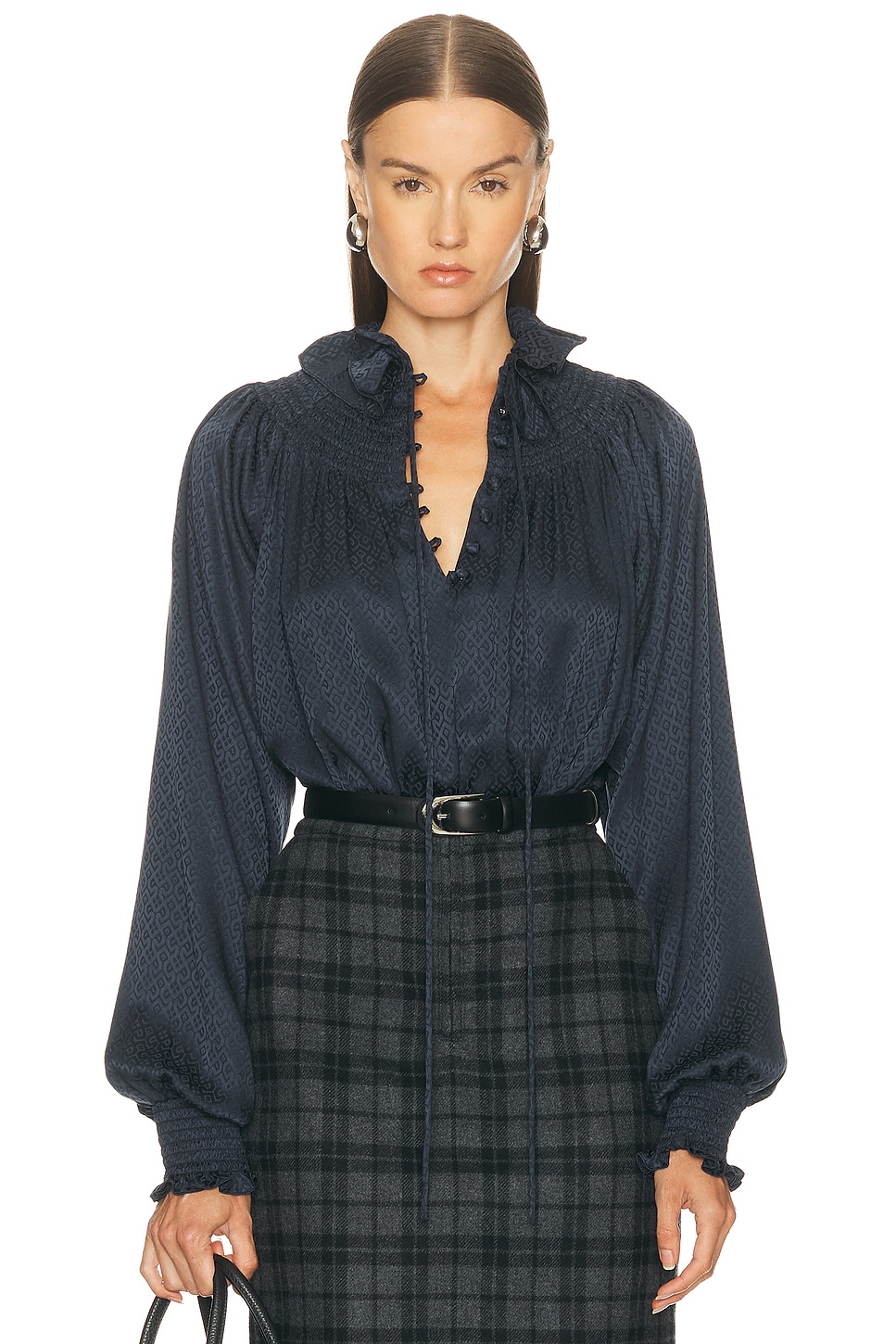 Image 1 of Burberry Long Sleeve Blouse in Black IP Pattern