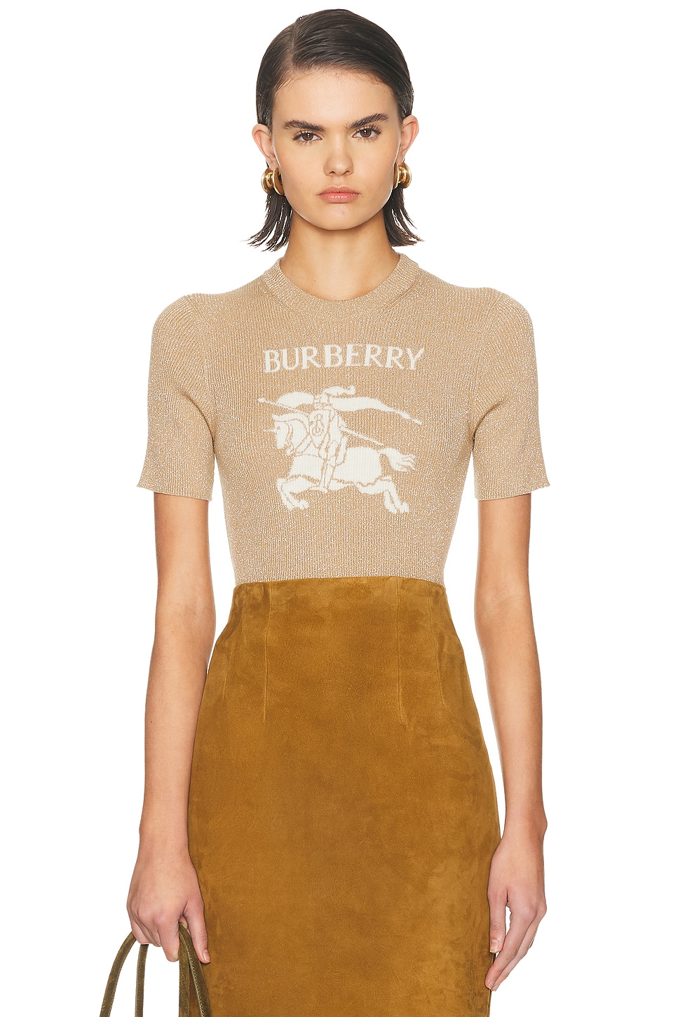 Image 1 of Burberry Sheila T-Shirt in Archive Beige & Gold