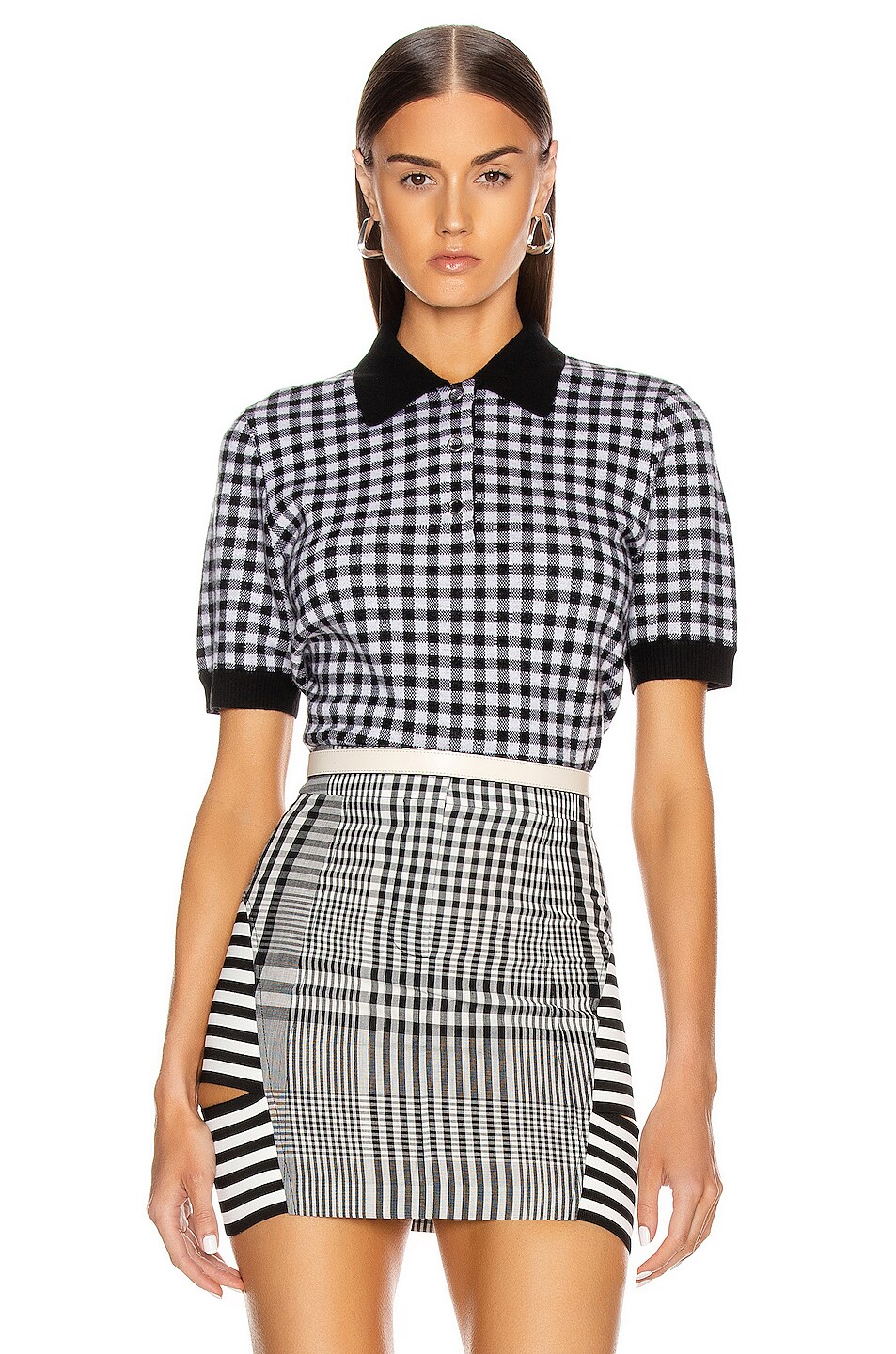 Image 1 of Burberry Gingham Check Polo Top in Black