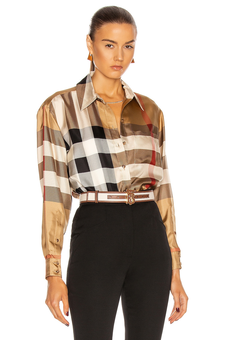 Image 1 of Burberry Carlota Button Down Top in Archive Beige
