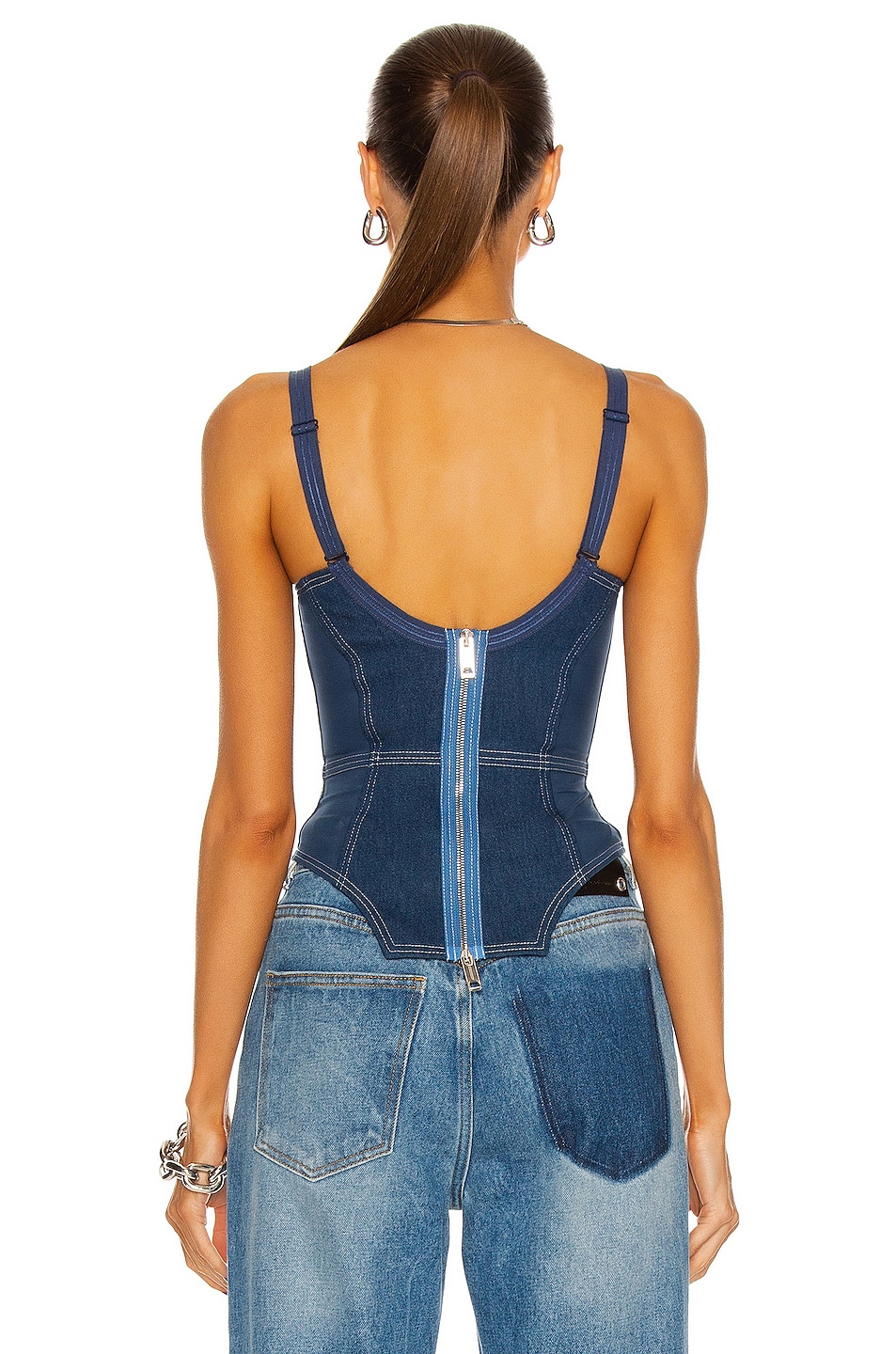 Burberry Denim Corset Top in Dark Canvas Blue FWRD