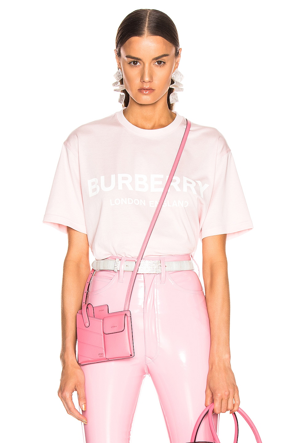 Image 1 of Burberry Oversized Logo Tee Shirt in Alabaster Pink