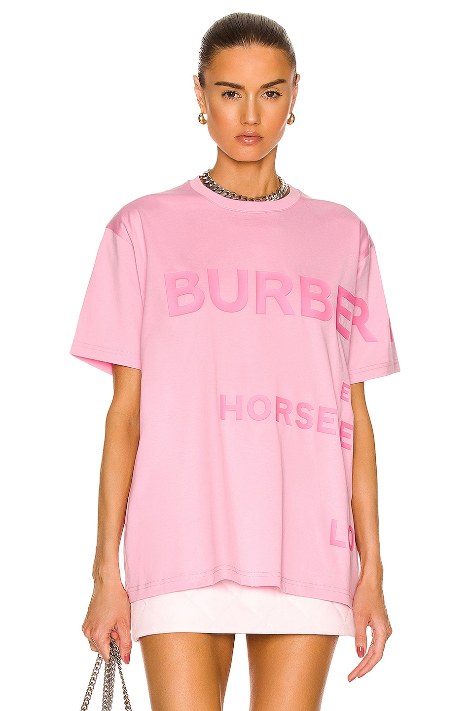 Image 1 of Burberry Carrick T-Shirt in Geranium Pink