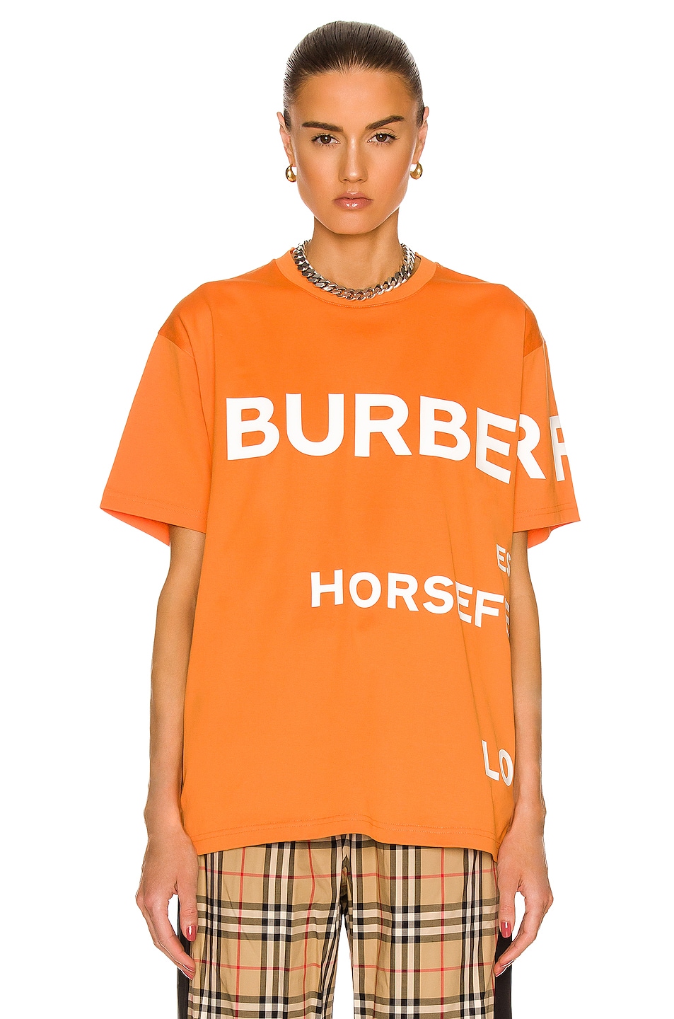Image 1 of Burberry Carrick T-Shirt in Bright Orange