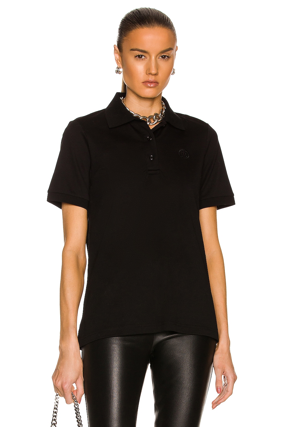 Image 1 of Burberry Malleco TB Polo Top in Black