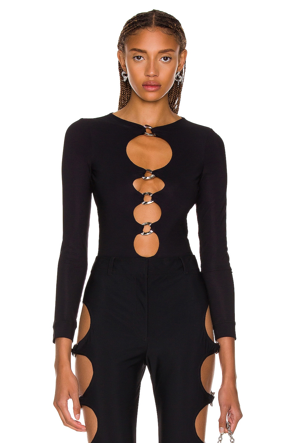 Image 1 of Burberry Cutout Jersey Bodysuit in Black