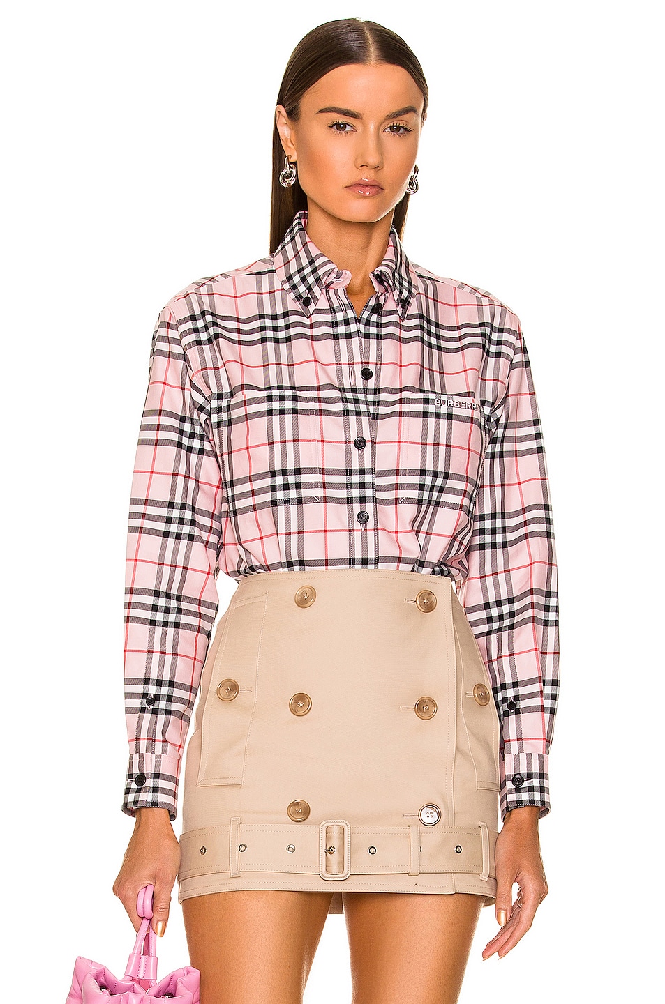 Image 1 of Burberry Ivanna Check Shirt in Pink IP Check